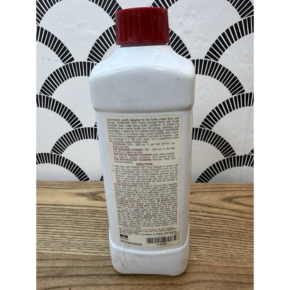 AMWAY DURASHINE FLOOR POLISH 33.8 FL OZ 95% FULL VTG 1995